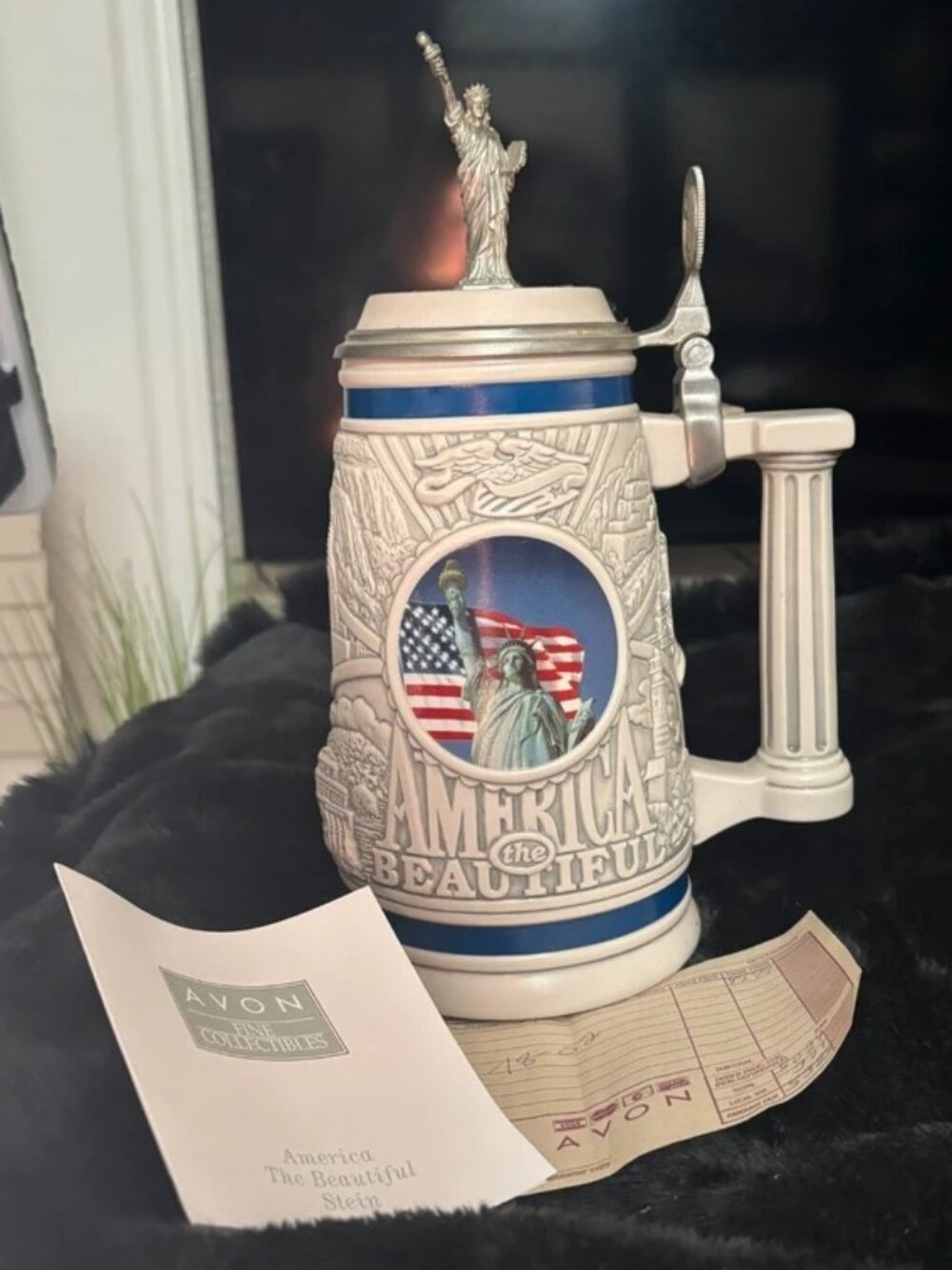 Vintage 1998 Avon “America The Beautiful” Beer Stein Statue of Liberty USA